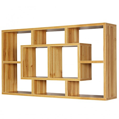 Wohnling Wandregal Paola buche 85 x 47,5 x 16 cm MDF-Holz Hängeregal modern, Design Wandboard freischwebend, Holzregal offen zum Hängen