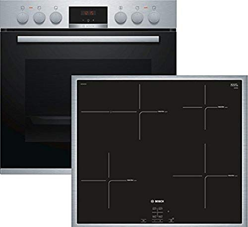 Bosch hnd415ls60 Plaque à induction Four électrique Set d'appareils de cuisine – set d'appareil ménager de cuisine Plaque à induction, Verre et Céramique, noir, 1800 W, toucher, 58,3 cm)