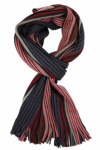Rotfuchs Strickschal Herrenschal Unisex Wolle gestreift multi mehrfarbig (rosa grau) R-700