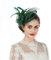 Women Elegant Fascinator Hat Bridal Feather Pillow Sinamay Hair Clip Accessories Cocktail Wedding Royal Ascot Party, M, A4-green Sinamay