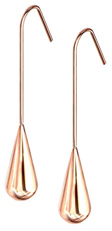 Mianova Schlichte Damen Ohrringe hängend mit Tropfen-Anhänger Ohrhänger Oval Lang Tropfenohrringe Modern Rosegold