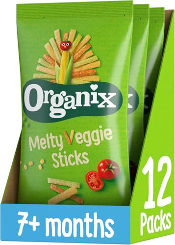 Organix Melty Organic Veggie Sticks, 3 x (4 x 15 g Bags) | Healthy Organic Snack for 7+ Months, Vegetarian & Vegan Friendly, Gluten Free, No Artificial Colours or Flavours