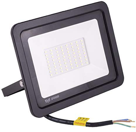 Popp® Floodlight LED Foco Proyector LED Negro para Exterior 50W luz neutra 4000K Eficiencia Luminosa 100LM/W Protección contra Sobrevoltajes Resistente al Agua IP65 Negro (4000K 50W)