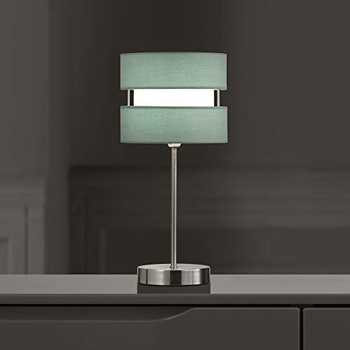 Chrome Table Lamp with Layer Fabric Shade Duck Egg