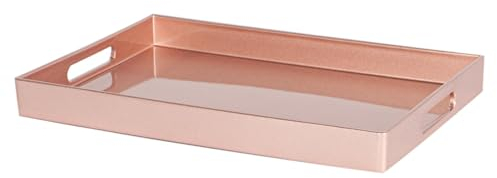 Argon Tableware 34.5 x 30cm Serving Tray with Handles - Rose Gold - Rectangular Tray Metallic Decorative Breakfast Tray Melamine Food Tray for Eating, Snacks, Drinks, Food Serving