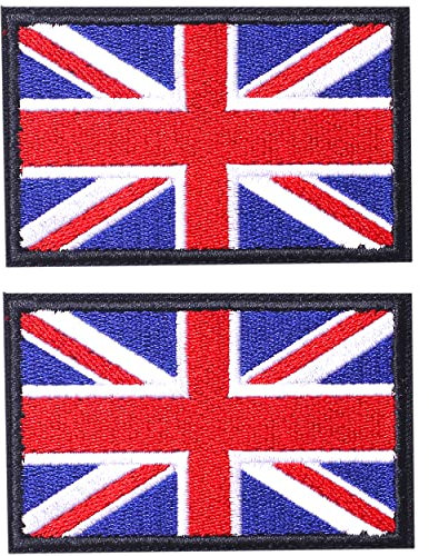 AXEN British Union Jack Patch United Kingdom Flag Patch British Union Patches Tactical Patches Hook and Loop Applique for Military Uniform Tactical Bag Jacket Jeans Hat, 2pcs