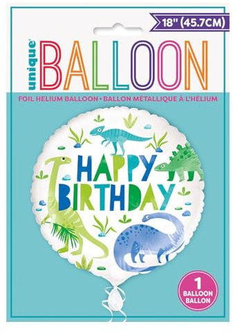 Vibrant Blue & Green Dinosaur Round Foil Balloon (45cm) - Perfect for Party Decorations, Kids Birthdays, & Prehistoric-Themed Events - 1 Pc