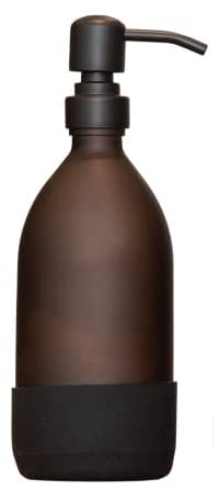 Amber Glass Black Hand Soap Dispenser 500ml and 250ml Options - Matte Glass & Non-Slip Base - Great Kitchen or Bathroom Soap, Conditioner or Shampoo Dispenser (Black, 500ml)