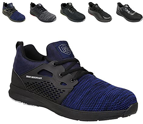 Iron Mountain Men's Work and Utility Safety Shoes With Steel Toe Cap and Protective Midsole Workwear Safety Work Safety Trainers S1P SRC, Blue, UK 11 / EU 45