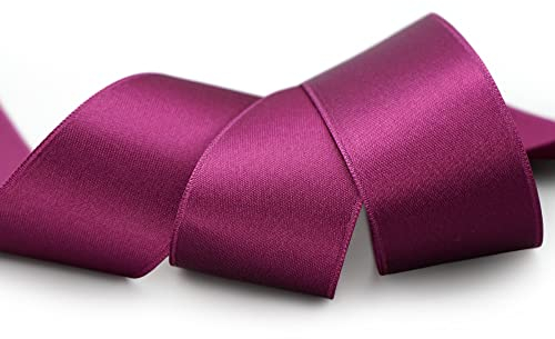 finemark 25 m x 40 mm Satinband Fuchsia Beere (616) doppelseitiges Schleifenband aus Satin ohne Draht weich und glänzend Geschenkband Deko Band Double face Dekoband Dekorieren Basteln