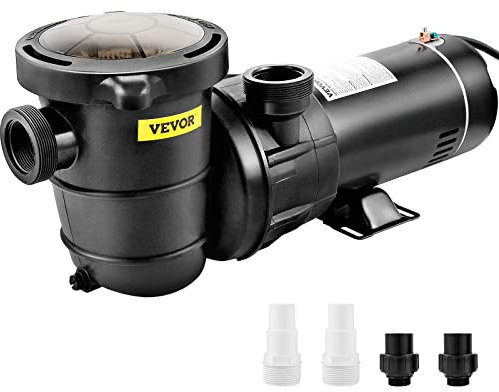 VEVOR Pompa per piscina fuori terra 2HP 115V, singola velocità, 5400GPH 1500W potente pompa per piscina, pompa autoadescante per piscina con cestello filtrante, 4 raccordi per tubi, a basso rumore