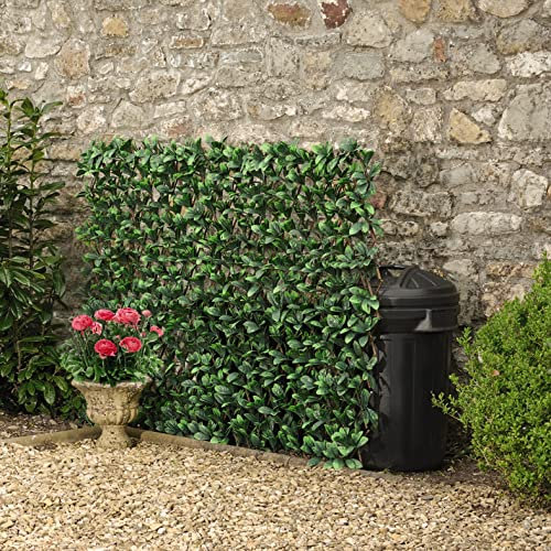 Artificial Evergreen Laurel Leaf Hedge Trellis 1 x 2m Expandable Privacy Screening Panel for Gardens, Balcony and Terraces x2