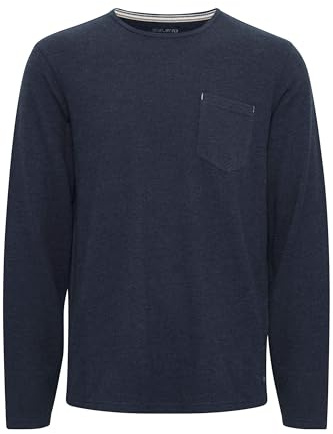 Blend 20715015 Tee Herren Sweatshirt Pullover Pulli Longsleeve Frottee-Optik Brusttasche uifarben Regular Fit Baumwoll-Polyester-Qualität, Größe:2XL, Farbe:Dress Blues (194024)