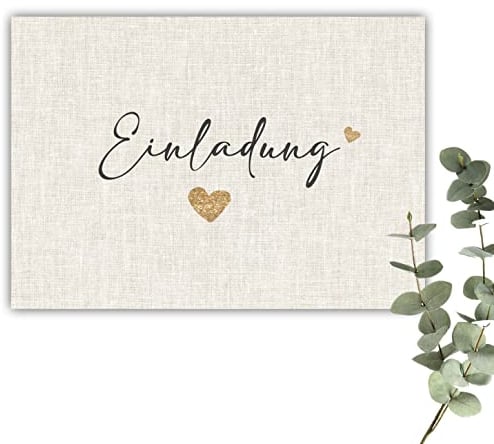 Eummel 50 Einladungskarten zur Hochzeit Taufe Einladung Geburtstag Kommunion klassisches Design DIN A6 Stoff Design
