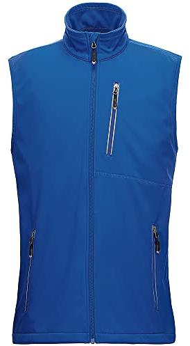 33,000ft Gilet Softshell Léger Pour Hommes Gilet de Course Imperméable et Coupe-vent Gilet Respirant Sans Manches Pour le Cyclisme, Course, Randonnée, Golf Bleu Classique XL
