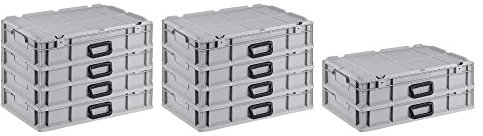 PROREGAL SuperSparSet 10x Eurobox NextGen Portable | HxBxT 13,5x40x60cm | 23 Liter | Eurobehälter, Transportbox, Transportbehälter, Stapelbehälter