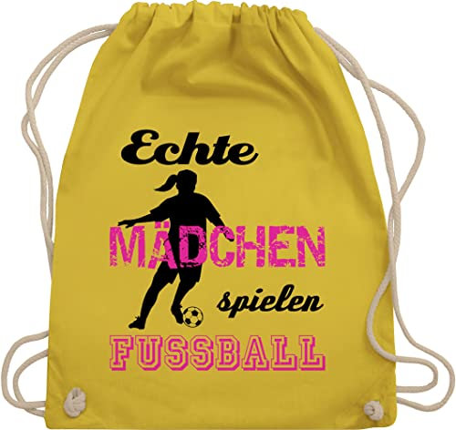 Turnbeutel Rucksack - WM 2026 - Echte Mädchen spielen Fußball I - Unisize - Gelb - fussballtasche fußball-rucksack fussball coole mädels juterucksäcke fussballrucksack fussballer damen taschen