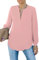 Homlan Chemisier élégant pour Femme - Col en V - Manches Longues - Décontracté - Tunique à Manches Longues - Couleur Unie, Rose, M