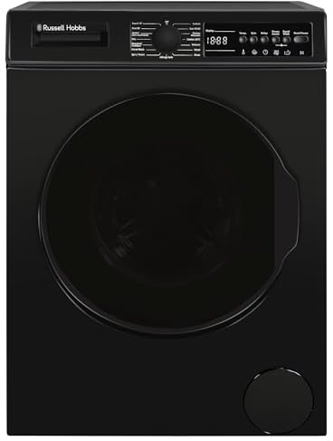 Russell Hobbs Freestanding Washing Machine, 9kg Capacity, 1400 rpm, 15 Programmes, Eco Technology, Rapid Wash Cycles, Black, RH914W116B