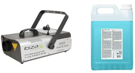 IBIZA - Bundle - SMOKE5L-VHD - Liquide pour machine à fumée à très haute densité - 5 litres + LSM1500PRO - Machine à fumée professionnelle de 1500W programmable en DMX et télécommande