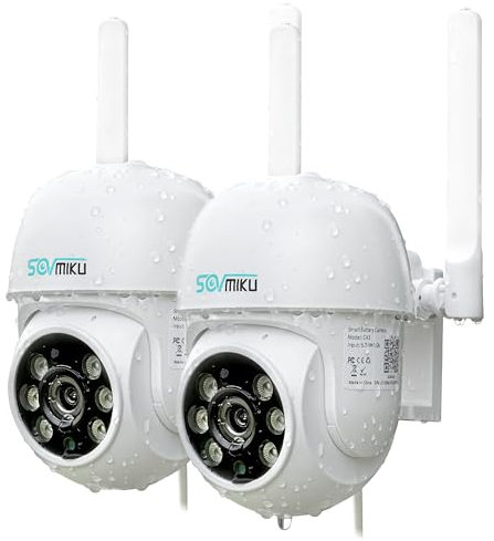 SOVMIKU 2CA3 AI Auto Tracking Mini 2K Telecamera di sicurezza wireless per esterni, 2 anni di archiviazione cloud gratuita, audio bidirezionale, facile da configurare, vista a 360°