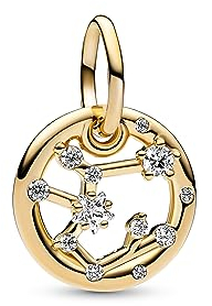 PANDORA Moments Sternzeichen Schütze Charm-Anhänger aus Sterling Silber mit 14 Karat vergoldeter Metalllegierung, Zirkonia, Kompatibel Moments Armbänder, 762723C01