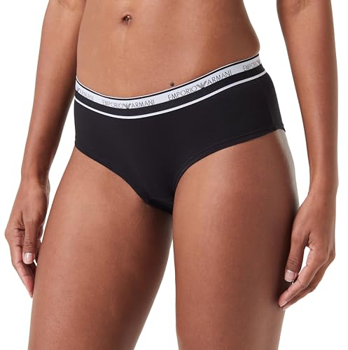 EMPORIO ARMANI Damen Stretch Cotton Logoband Cheeky Pants, SCHWARZ, L