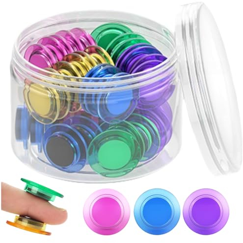 FINDMAG 45Pack Colorful Fridge Magnets - Transparent, Small, Round Whiteboard Magnets for Locker Gift