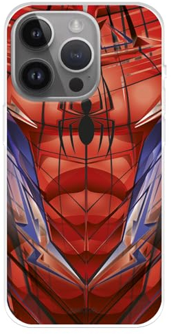 Hülle Kompatibel mit iPhone 15 Pro Max - Offizieller Marvel Spiderman Torso zum Schutz Ihres Handys - Transparente Silikonhülle mit offizieller Marvel-Lizenz