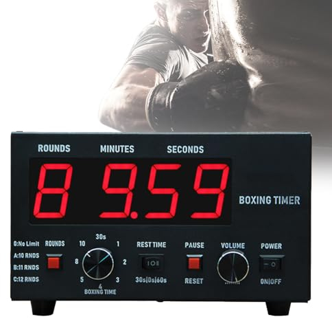 QUTBAG Fitness-Timer, Box-Intervall-Timer mit LED-Anzeige, einstellbare Zeit, Frequenz und Ton, Anzeigetafel-Timer für Muay Thai/MMA/Kickboxen red