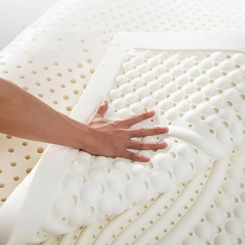 NAKEAH 100% natürliche Latexmatratze, mittlere Feste Matratze -Topper bei Rückenschmerzen mit abnehmbarem Deckendrucklinderung,2.5cm,100x190cm