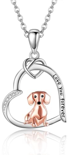 DAYLINLOVE Dackel Kette 925 Sterling Silber Dackel Hund Anhänger Halsketten Dackel Schmuck Geburtstags Geschenke für Damen Frauen Mädchen Dackel Liebhaber