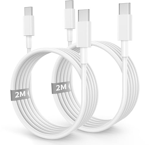 𝟮𝗣𝗮𝗰𝗸 USB C to USB C Cable 2M, 60W iPhone 15 USB-C Charger Cable Fast Charging for iPhone 15/15 Plus/15 Pro/15 Pro Max, iPad Pro/Air/Mini, MacBook,Air/Pro, Samsung Galaxy S22/21/20 and More