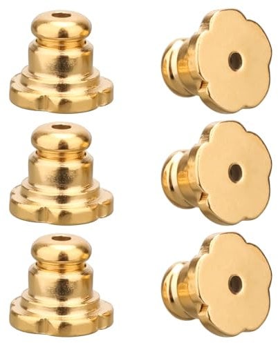 6pcs Earring Backs, Flower Shaped Earring Backs for Droopy Ears Copper Earring Backs Replacements Safety Support Backings Locking Secure Flat Earring Backs Lifters for Studs (Gold)