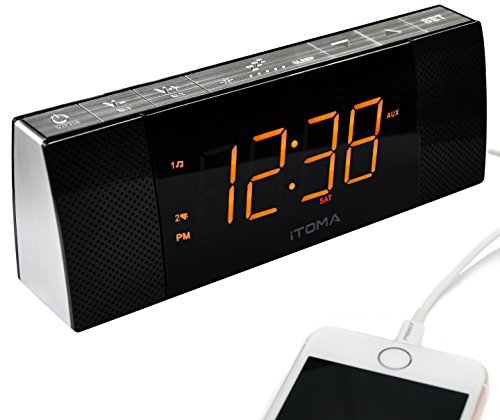 iTOMA Radio-réveil avec contrôle Via APP, Bluetooth, Radio FM, Double réveil avec Fonction de répétition (Snooze), Fonction de Charge USB, régulateur de luminosité Automatique et Manuel (CKS503)