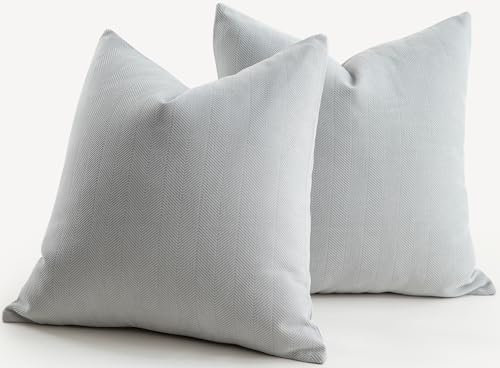 Mandioo 2er Set Kissenbezug 60x60 cm Hellgrau Chenille Kissenbezüge weich Gemütlich langlebig modern Zierkissenbezug Dekokissen Kissenhülle für Sofa Wohnzimmer Schlafzimmer
