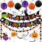 Halloween Geburtstag Banner, Happy Birthday Banner mit Wabenball, Hanging Swirl Streamer Kreis Punkt Girlande Dekorationen, Halloween Thema Geburtstag Party Dekoration