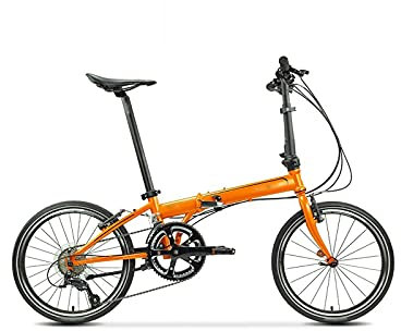 QXIWAOE Fahrräder, Klapprad, Dahon-Fahrrad, Rahmen aus Chrom-Molybdän-Stahl, 20-Zoll-Basis (Farbe: Orange)