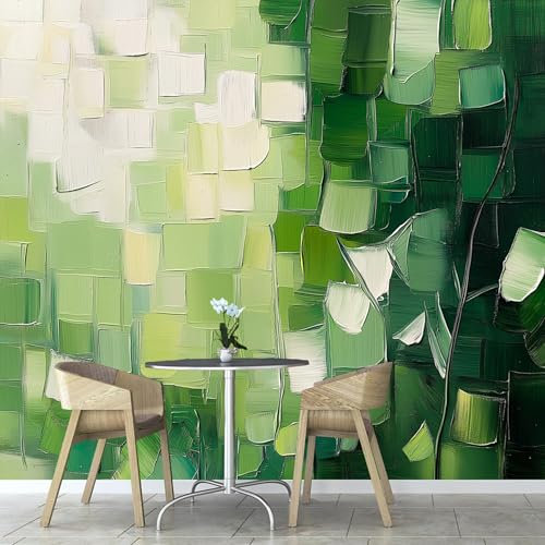 Fototapete Grüne Geometrische Textur Abstrakte Farbblöcke 3D Effekt 350× 256 cm Tapeten,Moderne Tapeten Wandbild Wandtapete Dekoration Wohnzimmer Schlafzimmer