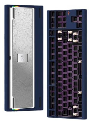 TRyYCB Aluminium Crush80 Mechanical Keyboard Kit Three Mode Low Delay RGB Custom Gasket Compatible Gaming Device For(Dark Blue RGB)