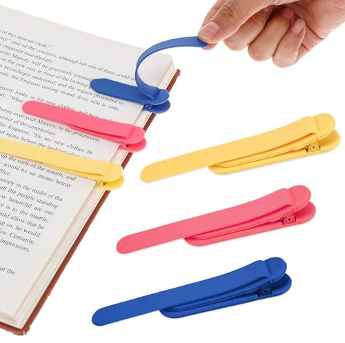 AHQiZFX 3 Stück Lesezeichen Silikon,Automatisches Lesezeichen Intelligenter Lesezeichen-Clip,Lesezeichen zum Lesen,Tragbare Lesezeichen Klemme,Lesezubehör,für Bücherwurm Buchliebhaber Lesergeschenk