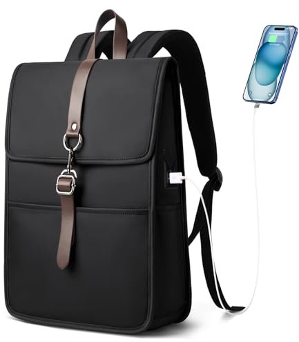 HEROIC KNIGHT Laptop Rucksack Damen, 15,6 Zoll Laptoptasche Business Rucksack Herren mit USB-Anschluss, Elegant Tagesrucksack Frau Schulrucksack Backpack Women für Arbeit Uni Büro Reise, Schwarz