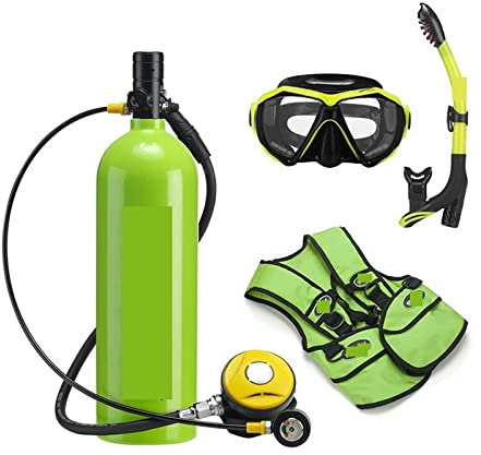 Bouteille de Plongée, 2L Plongée Respirateur Équipement De Plongée Bouteille En Aluminium Bouteille De Gaz Adulte Natation Plongée En Apnée Tuba Manomètre Résiduel ,Divertissement Sous-marin/Travail P