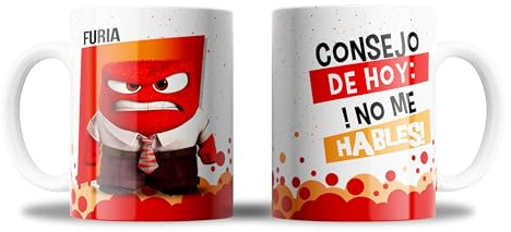 Taza Del Revés 2 con Todos los Personajes y Emociones- ¡Imprescindible para Fans! ¡Regalo para niños y niñas! 350ml Cerámica (Furia)