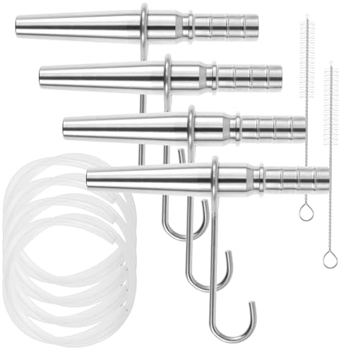 harupink 4 Stück Edelstahl Baumhähne mit 4 Silikonschlauch(3,28 Fuß) 4 Haken und 2 Reinigungsbürste,Wiederverwendbare ahornsirup zapf Set,Ahornsirup Zapfhähne für Ahorn- und Eichenbäume