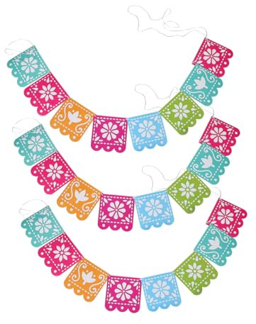 MUELODSIC 3sätze Mexikanisches Partybanner Teiliges Fiesta Deko Tag Der Toten Bunte Und Festliche Wanddekorationen Für Mexikanische Feiern Und Festlichkeiten