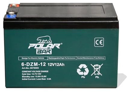 Polar Bär AGM Batterie 6-DZM-12 12V 12Ah wartungsfrei Powerbatterie