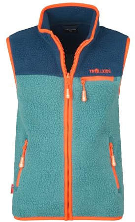 Trollkids Kids Hemsedal Vest | Fleeceweste, Zwei seitliche Taschen mit Reißverschluss, Brusttasche mit Reißverschluss Zip-in-System-kompatibel