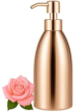 Emarful 304 Stainless Steel Soap Dispenser 16oz Rust-Proof Liquid Soap Pump Bottle for Kitchen or Bathroom Countertop Hand Dish Lotion Leak-Proof (Rose Gold)