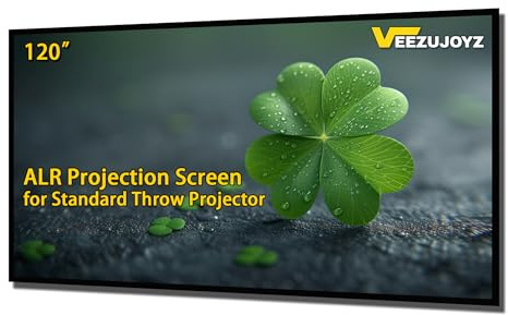 VeezuJoyz 120 inch VJ-Silver3 ALR Projector Screen for Standard Projectors (Medium/Long Throw), Fixed Frame Wall Mount Projection Screen, 16:9 4K/8K UHD 3D, Nano Silver Coating, for Home Theater